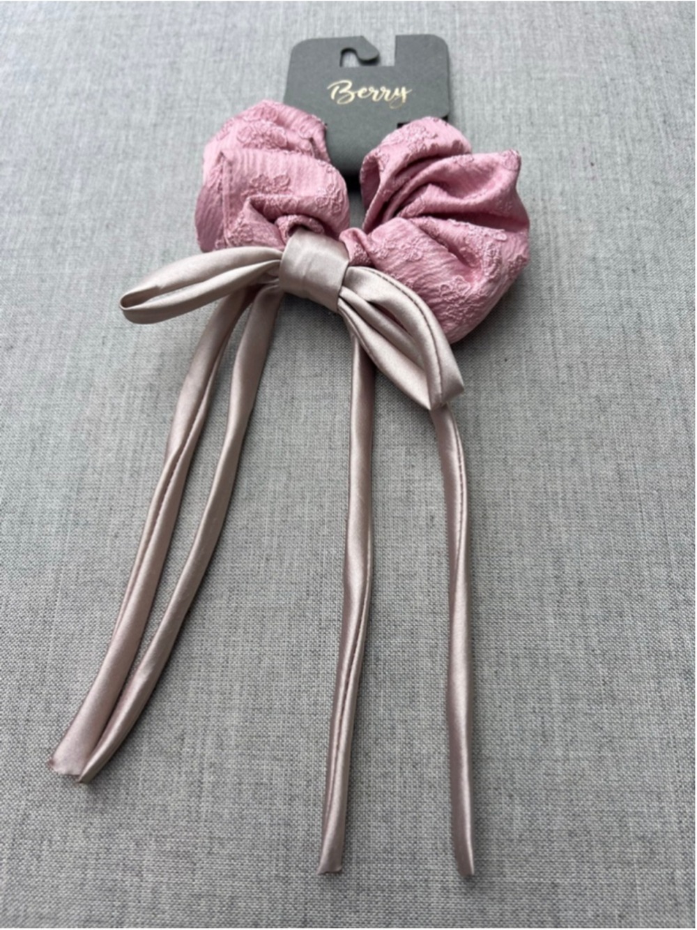 Pink Braided Headband and Pink Bow Hair Tie Set
